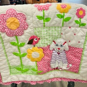 Nursery Tiny Tillia Reversible Quilted Wall Hanging Quilt Ruffles Baby Girl Avon